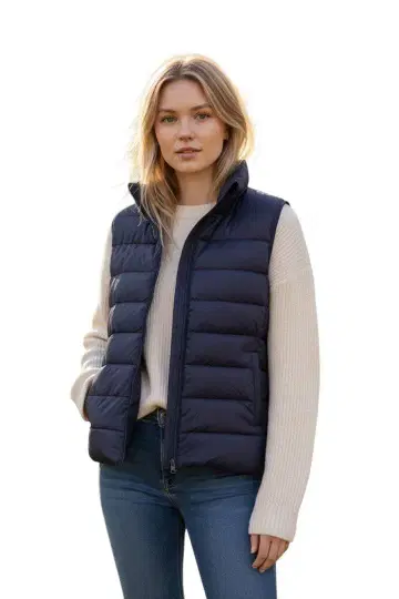 e487 무인양품 블랙 다운 베스트 여성용