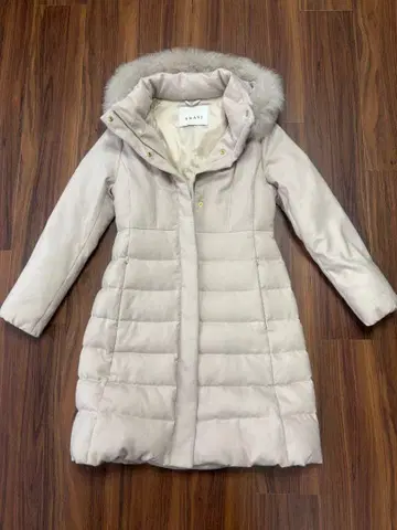 새상품급 ANAYI 후드 부착 다운 자켓 베이지 사이즈 38