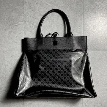 미사용급 GHERARDINI 소프티 핸드백 토트 블랙 올 패턴