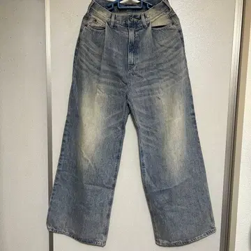 jeanasis 컬러 턱 데님 와이드 팬츠