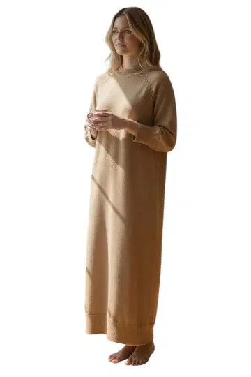 e488 무인양품 니트 롱 원피스 (베이지)