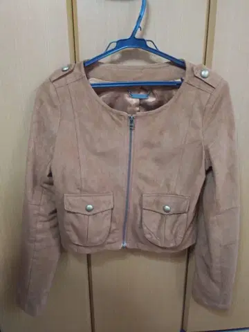 브라운 스웨이드풍 크롭 자켓