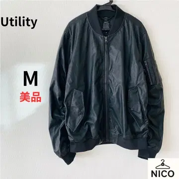 워크맨 MA-1 유틸리티 자켓 가죽 M 블랙