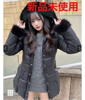 미사용 새상품 GRL 벨트 포함 퍼 A라인 다운 코트 [kd79]