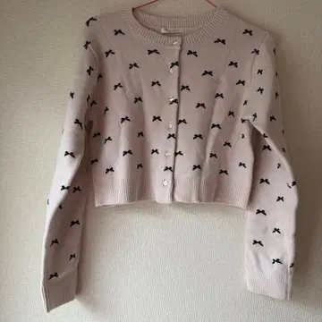 snidel 리본 무늬 가디건 핑크