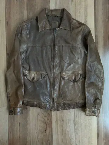 브라운 시어링 가죽 자켓 GAP