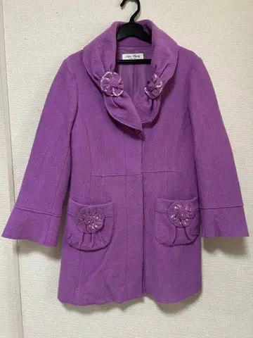 SuperBeauty 사이즈 40 꽃 모티브 보라색 코트 6926