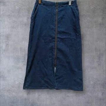 a2442 [르농큐르] 데님 롱 스커트 집업 블루 M