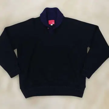 남성용 스웨터 버튼 하이넥 니트 XL (블랙 & 네이비)