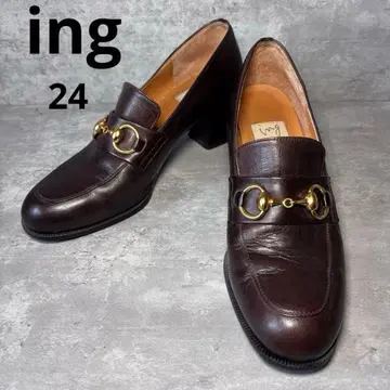 [ 새상품급 ] ing 잉그 힐 비트 로퍼 가죽 브라운 24cm