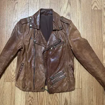 브라운 라이더 자켓 지퍼 포함