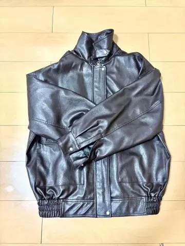 다크 브라운 가죽 싱글 라이더 자켓