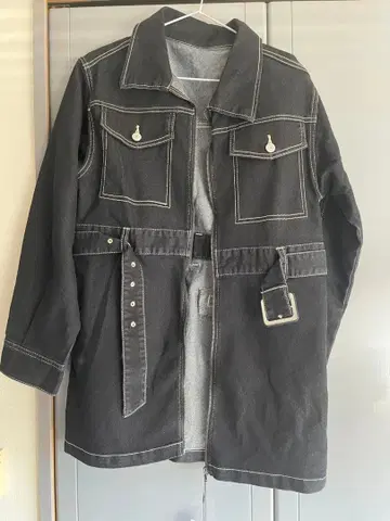 GRL 블랙 데님 자켓 허리 벨트 포함