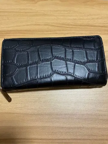 블랙 가죽 장지갑 크로커다일풍