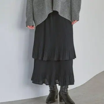 아파트바이 호소 플리츠 캉캉 스커트 블랙