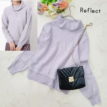 새상품급*리플렉트*퍼플 하이넥 부클레 니트 14,300엔