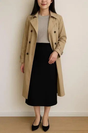 AP STUDIO 타이트 니트 스커트 슬릿 무지 롱 네이비 S