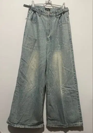 mason prince 사이드 벨트 와이드 플레어 데님 팬츠