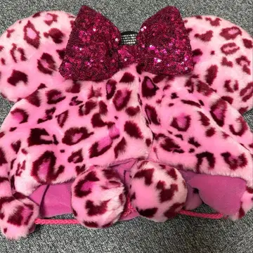 디즈니 레오파드 무늬 팬캡 모자 미니 새상품 핑크 레오파드 무늬