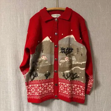 Alison Craig 빨간색 니트 가디건 크리스마스