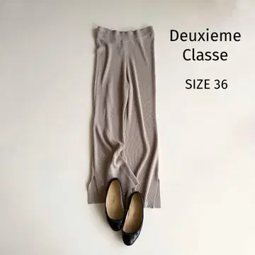 [ 두지엠 클라세 ] 리브 니트 슬릿 와이드 팬츠 그레이 36