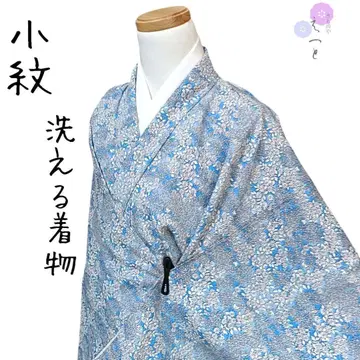 1 에토 코몬 워셔블 기모노 파랑 꽃무늬
