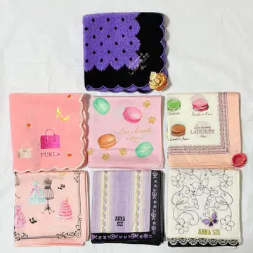 LADUREE 마카롱 패턴 FURLA JILLSTUART 등 손수건 7개