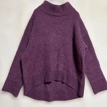 글로벌 워크 모크넥 니트 M 퍼플 폭스 울 보들보들