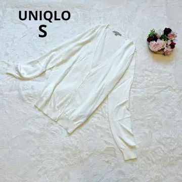 유니클로 가디건 화이트 S 브이넥 심플 겉옷 가을/겨울 루즈핏