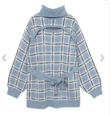 bubbles 오픈 넥 니트 원피스 블루