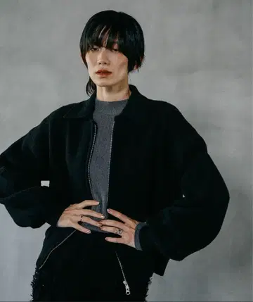 렙심 WZIP 니트 블루종 블랙