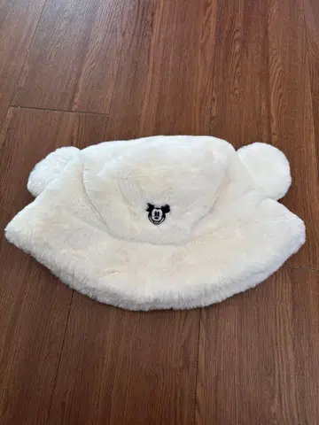미키마우스 플리스 모자 화이트