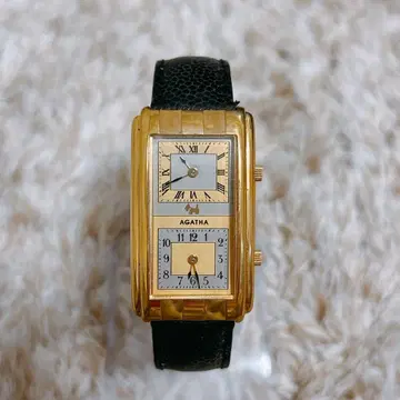 AGATHA 듀얼 타임 여성용 손목시계 골드 블랙 아가타