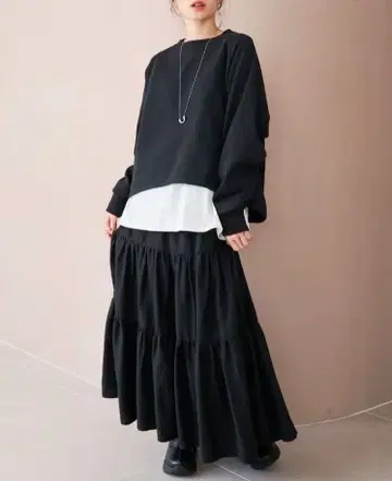 택 포함 새상품 coen 신상 울라이크 거즈 캉캉 스커트 블랙