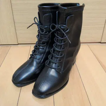 졸업식 블랙 레이스업 부츠 40