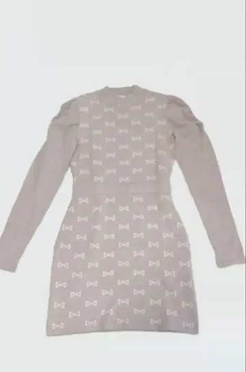 미셸 마카롱 리본 무늬 니트 원피스 핑크 양산형 지뢰 걸리시