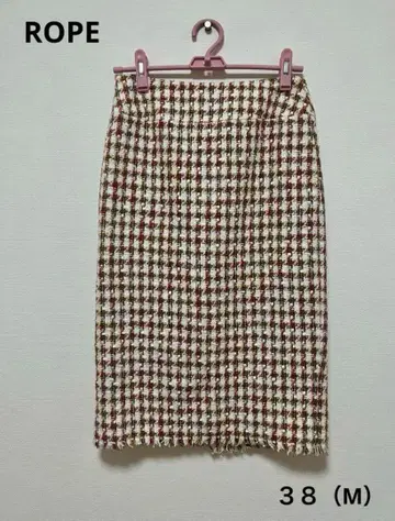 새상품급 [ ROPE ] 체크 무늬 트위드 타이트 스커트 38 (M)