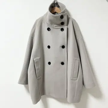 새상품급 NOBLE 스탠드 카라 오버코트 베이지