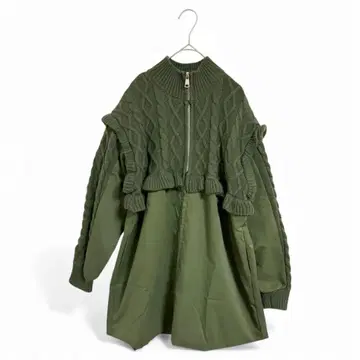 T596 WHO-AA 이소재 도킹 아우터 자켓 그린 녹색