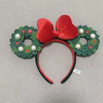 크리스마스 리스 미키형 머리띠