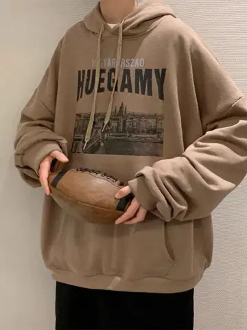 베이지 오버 사이즈 후드티 L 사이즈