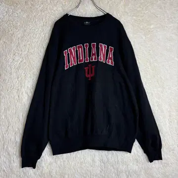 XL 맨투맨 칼리지 인디애나 대학 로고 자수 블랙 루즈핏