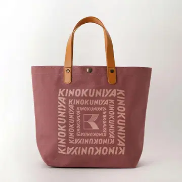 [ 미개봉 새상품 ] 기노쿠니야 가죽 핸들 코튼백 스모크 핑크