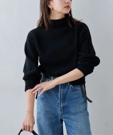 GALLARDAGALANTE 리브 보틀 니트 울 100% 블랙 일본제