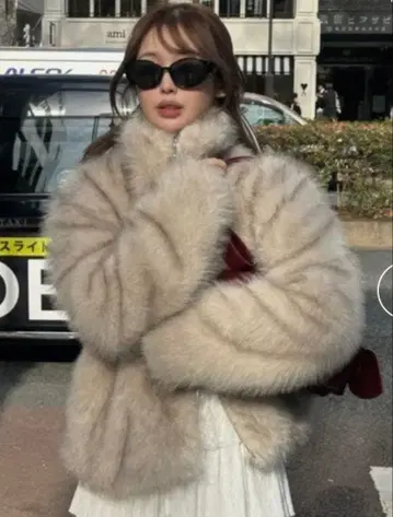 베이지 퍼 블루종