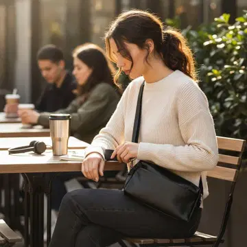 블랙 합성 피혁 숄더백