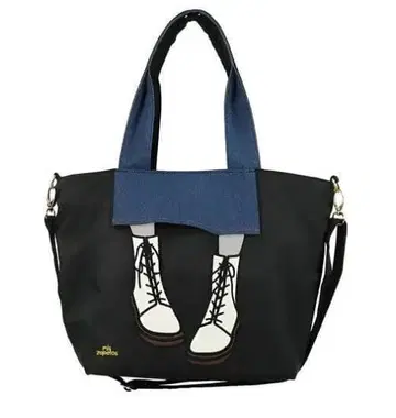 새상품 토트백 나일론 mis zapatos 부츠 프린트 블랙
