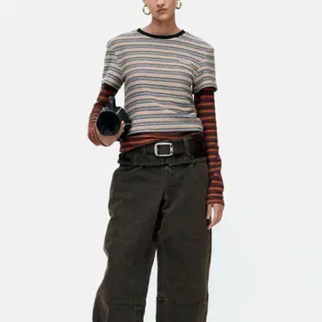 ANDERSSON BELL 베이지 & 오렌지 Stripe LS 티셔츠