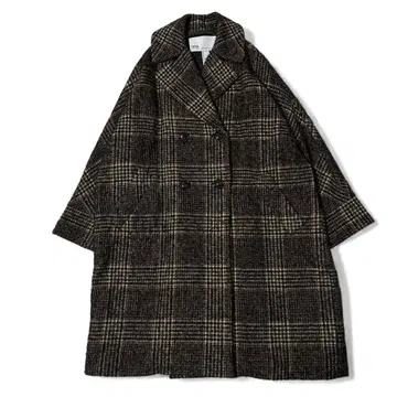 컨디션 최상 정가 8.5만 별주 티카 체크 텐트 코트 모헤어 알파카