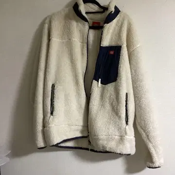 플리스 자켓 크림색 집업